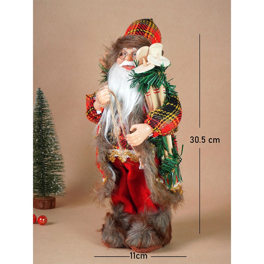 Little Surprise Box 12 inches Red Checks Santa , Christmas Home and Table Décor - Christmas Decor