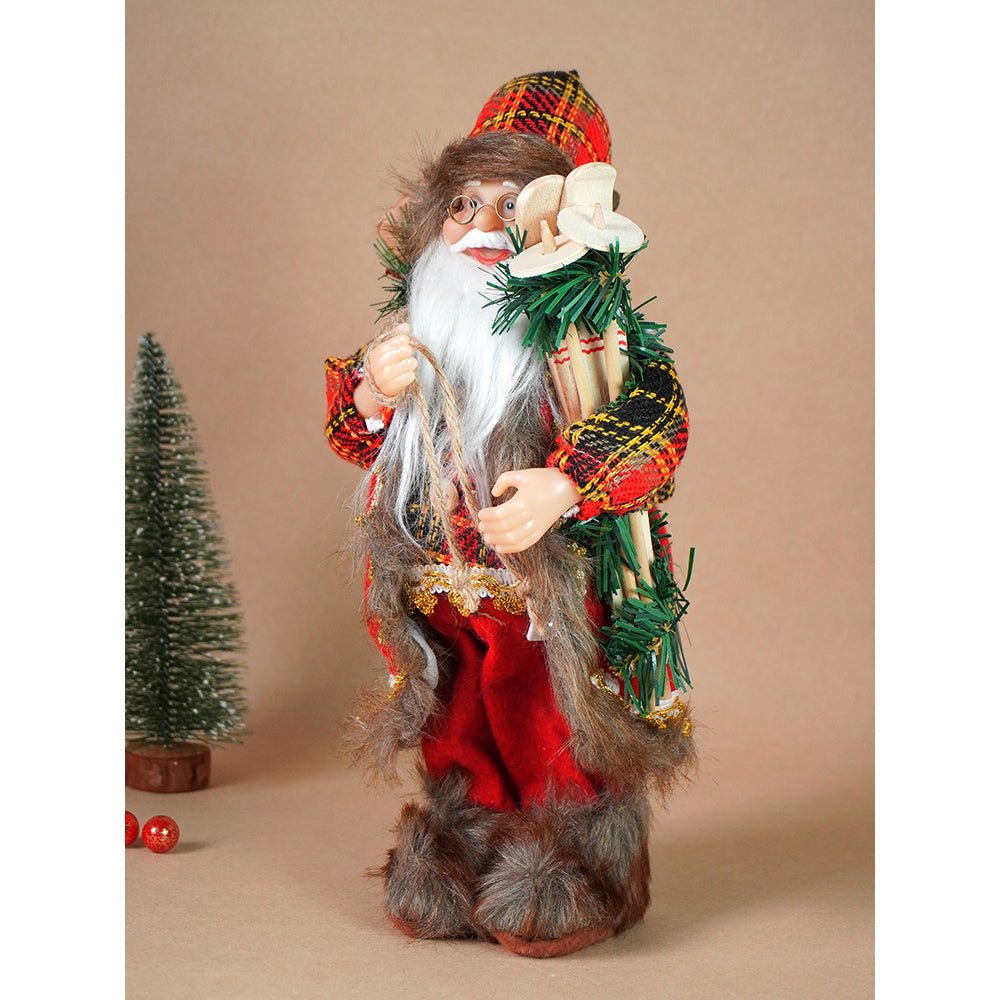 Little Surprise Box 12 inches Red Checks Santa , Christmas Home and Table Décor - Christmas Decor