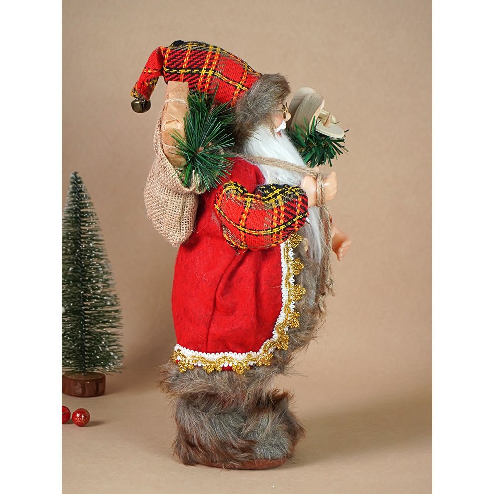 Little Surprise Box 12 inches Red Checks Santa , Christmas Home and Table Décor - Christmas Decor