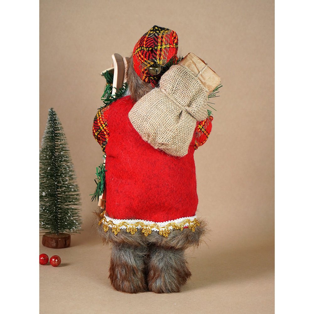 Little Surprise Box 12 inches Red Checks Santa , Christmas Home and Table Décor - Christmas Decor