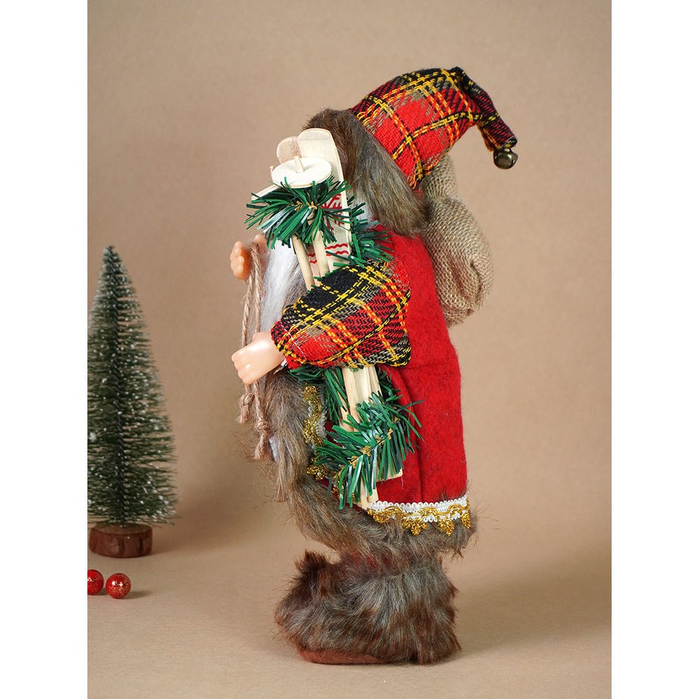 Little Surprise Box 12 inches Red Checks Santa , Christmas Home and Table Décor - Christmas Decor