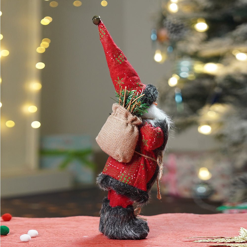 Little Surprise Box 12 inches Red & Green dotted Santa , Christmas Home and Table Décor - Christmas Decor