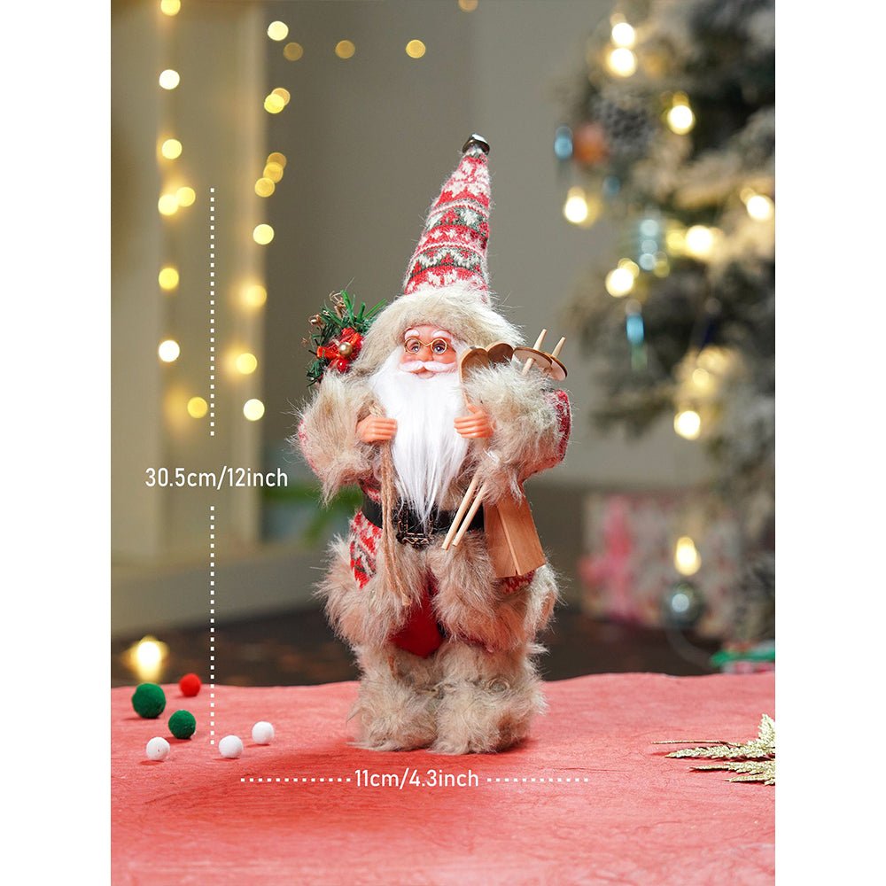 Little Surprise Box 12 inches Red & Olive Snowflakes Santa , Christmas Home and Table Décor - Christmas Decor