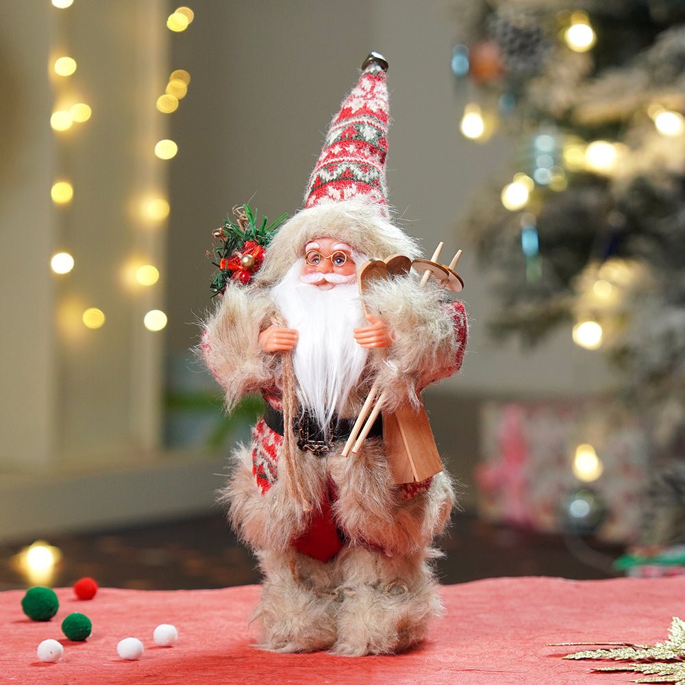 Little Surprise Box 12 inches Red & Olive Snowflakes Santa , Christmas Home and Table Décor - Christmas Decor