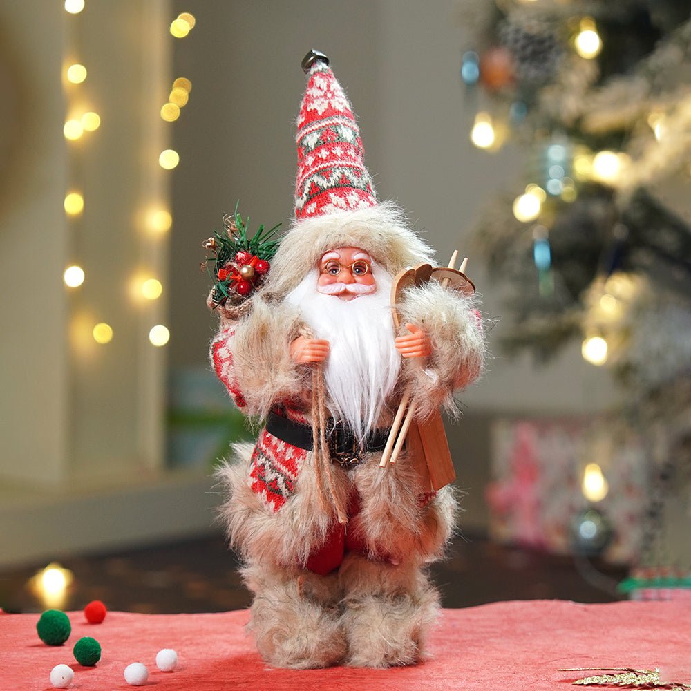 Little Surprise Box 12 inches Red & Olive Snowflakes Santa , Christmas Home and Table Décor - Christmas Decor