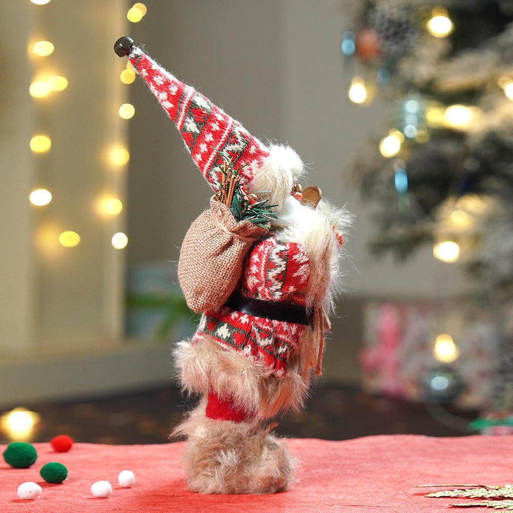 Little Surprise Box 12 inches Red & Olive Snowflakes Santa , Christmas Home and Table Décor - Christmas Decor