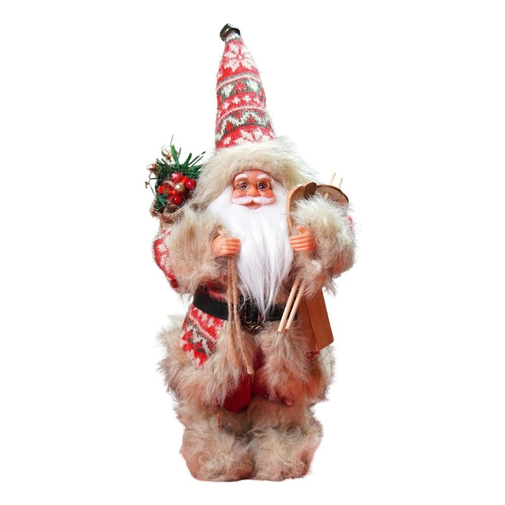 Little Surprise Box 12 inches Red & Olive Snowflakes Santa , Christmas Home and Table Décor - Christmas Decor