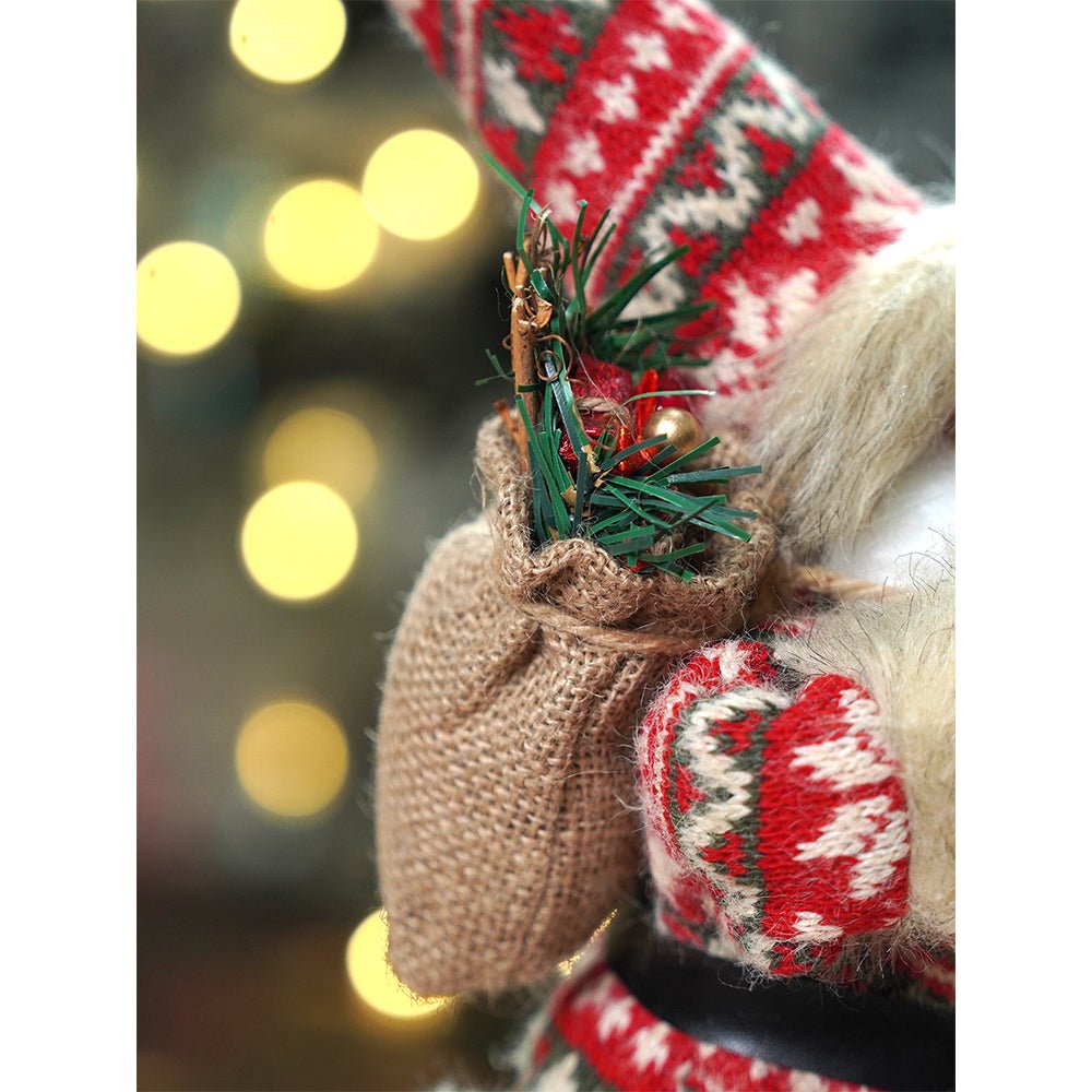 Little Surprise Box 12 inches Red & Olive Snowflakes Santa , Christmas Home and Table Décor - Christmas Decor