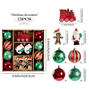 Little Surprise Box 13pcs Gingerbread Santa themed assorted Christmas Tree Balls & xmas decoration set - Christmas Decor