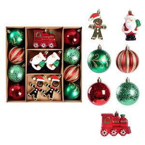 Little Surprise Box 13pcs Gingerbread Santa themed assorted Christmas Tree Balls & xmas decoration set - Christmas Decor