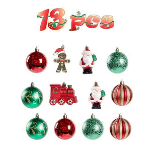 Little Surprise Box 13pcs Gingerbread Santa themed assorted Christmas Tree Balls & xmas decoration set - Christmas Decor