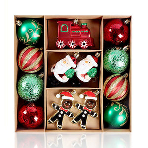Little Surprise Box 13pcs Gingerbread Santa themed assorted Christmas Tree Balls & xmas decoration set - Christmas Decor