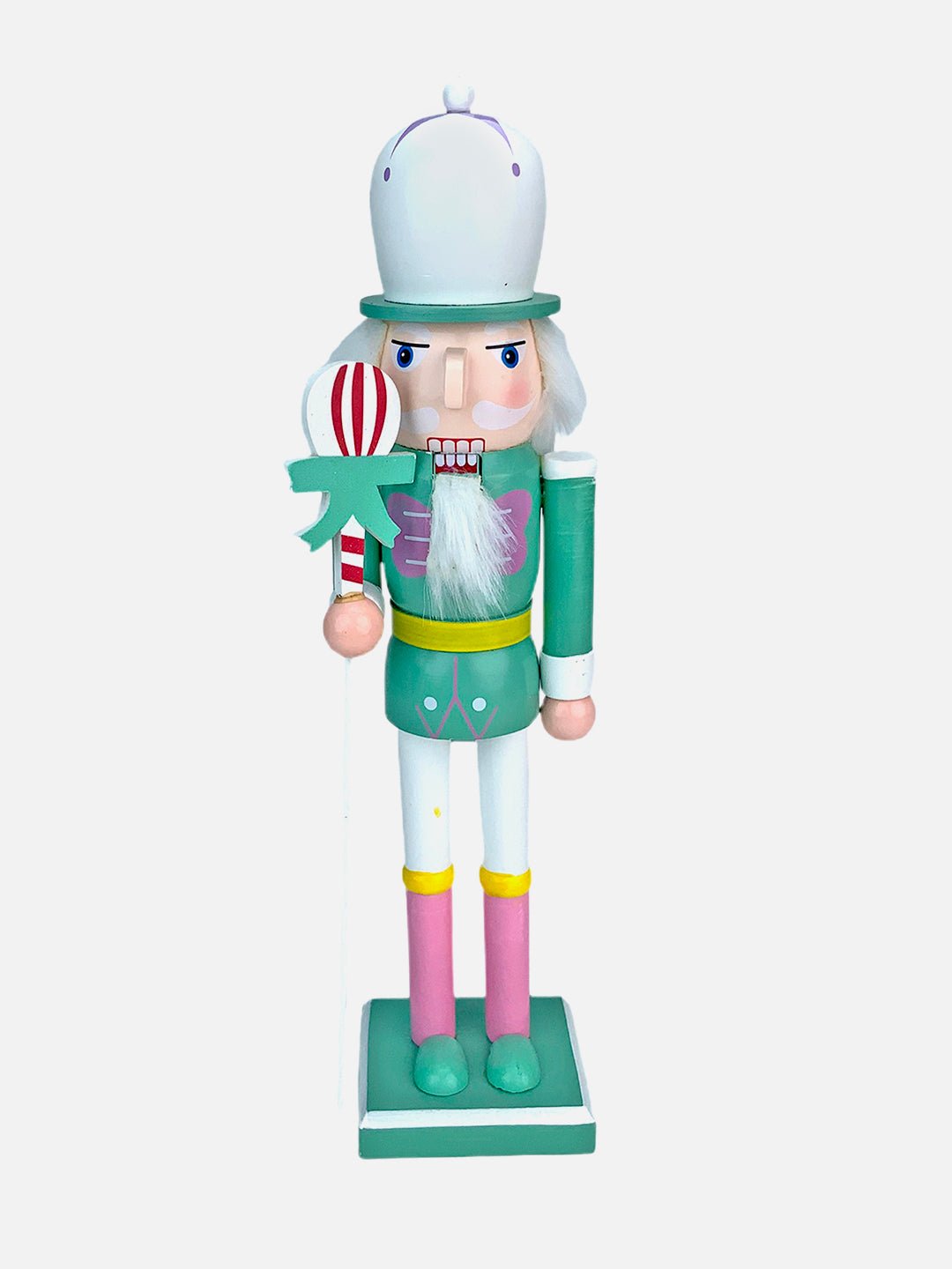 Little Surprise Box 15 inch Wooden Pastel Nutcracker self standing Christmas Table Decor - LSB - CMS - GRNBALONNUTCR - TBLDEC