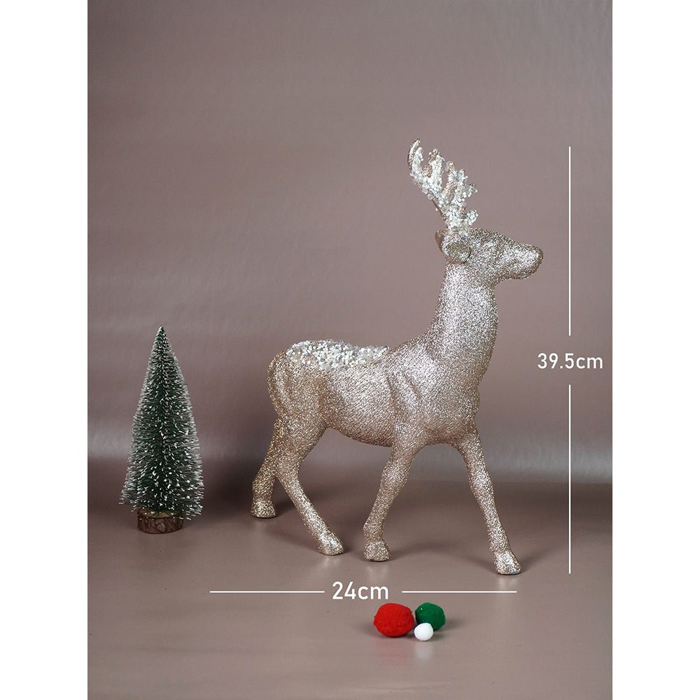 Little Surprise Box 15 inches White Sequence Gold Reindeer Christmas Décor and Decoration - Christmas Decor