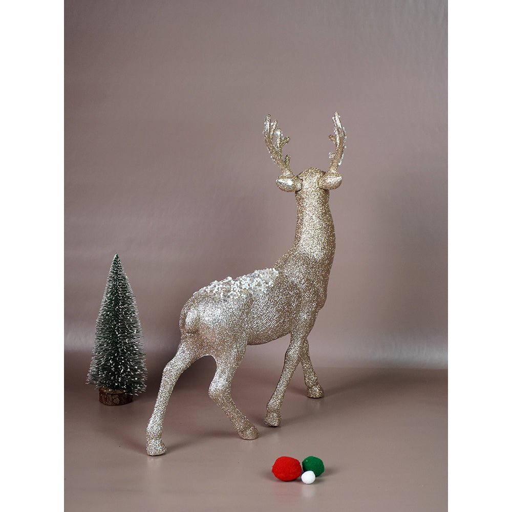 Little Surprise Box 15 inches White Sequence Gold Reindeer Christmas Décor and Decoration - Christmas Decor