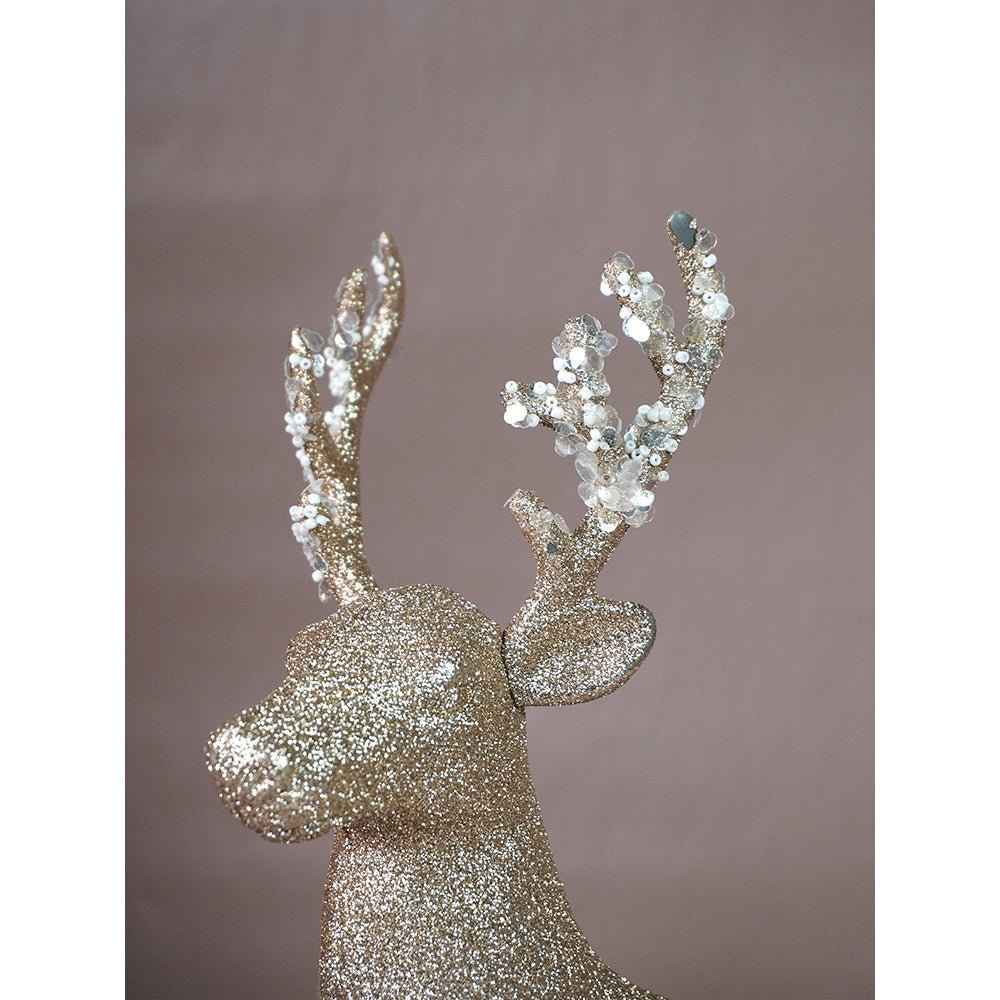 Little Surprise Box 15 inches White Sequence Gold Reindeer Christmas Décor and Decoration - Christmas Decor