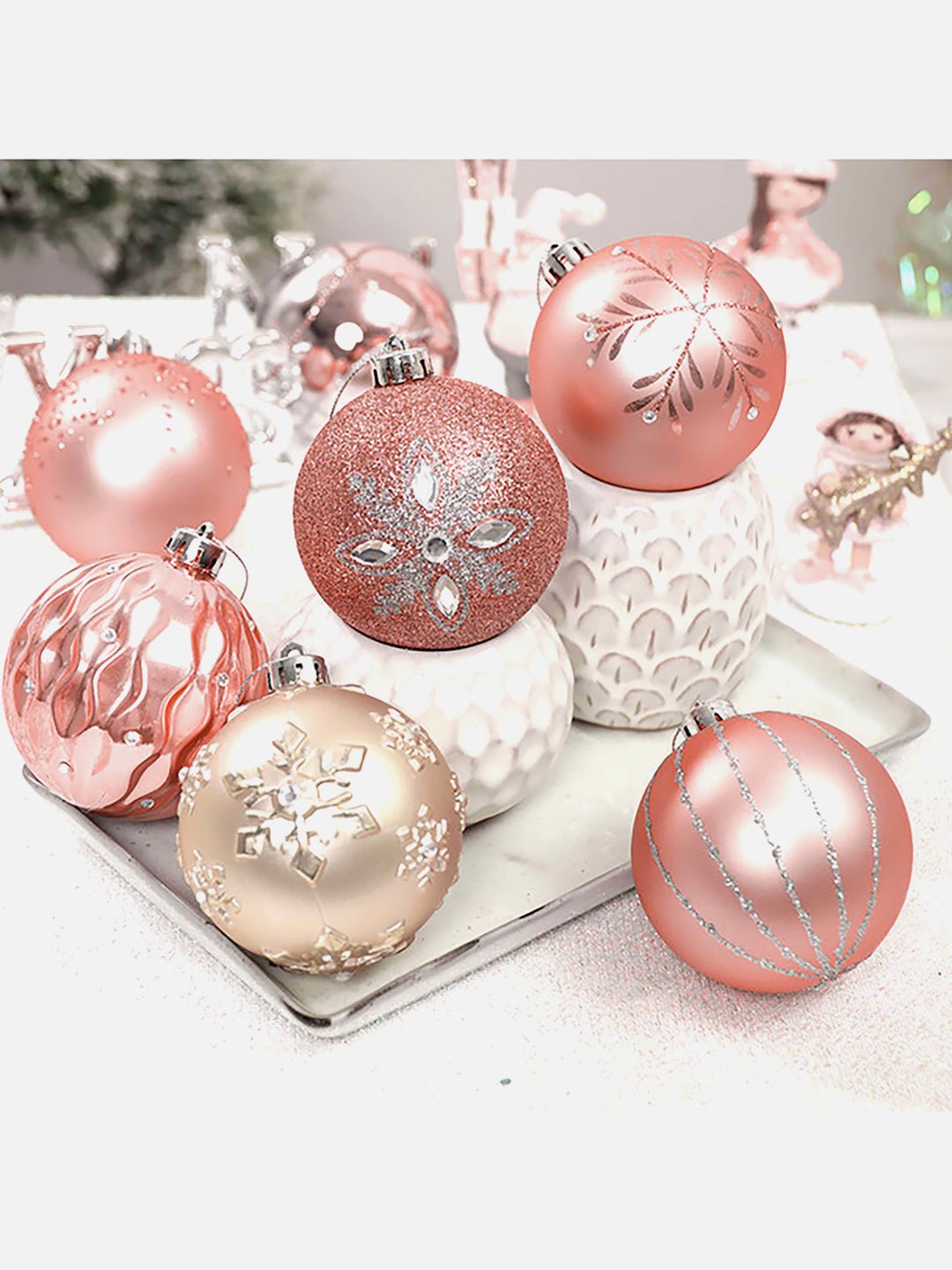 Little Surprise Box, 16 pcs Christmas Ball Tree ornaments XMAS Decoration Set - 16PEACH Christmas Decor