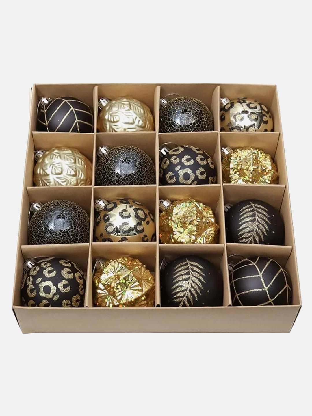 Little Surprise Box, 16 pcs Christmas Ball Tree ornaments XMAS Decoration Set - 16BKGD Christmas Decor