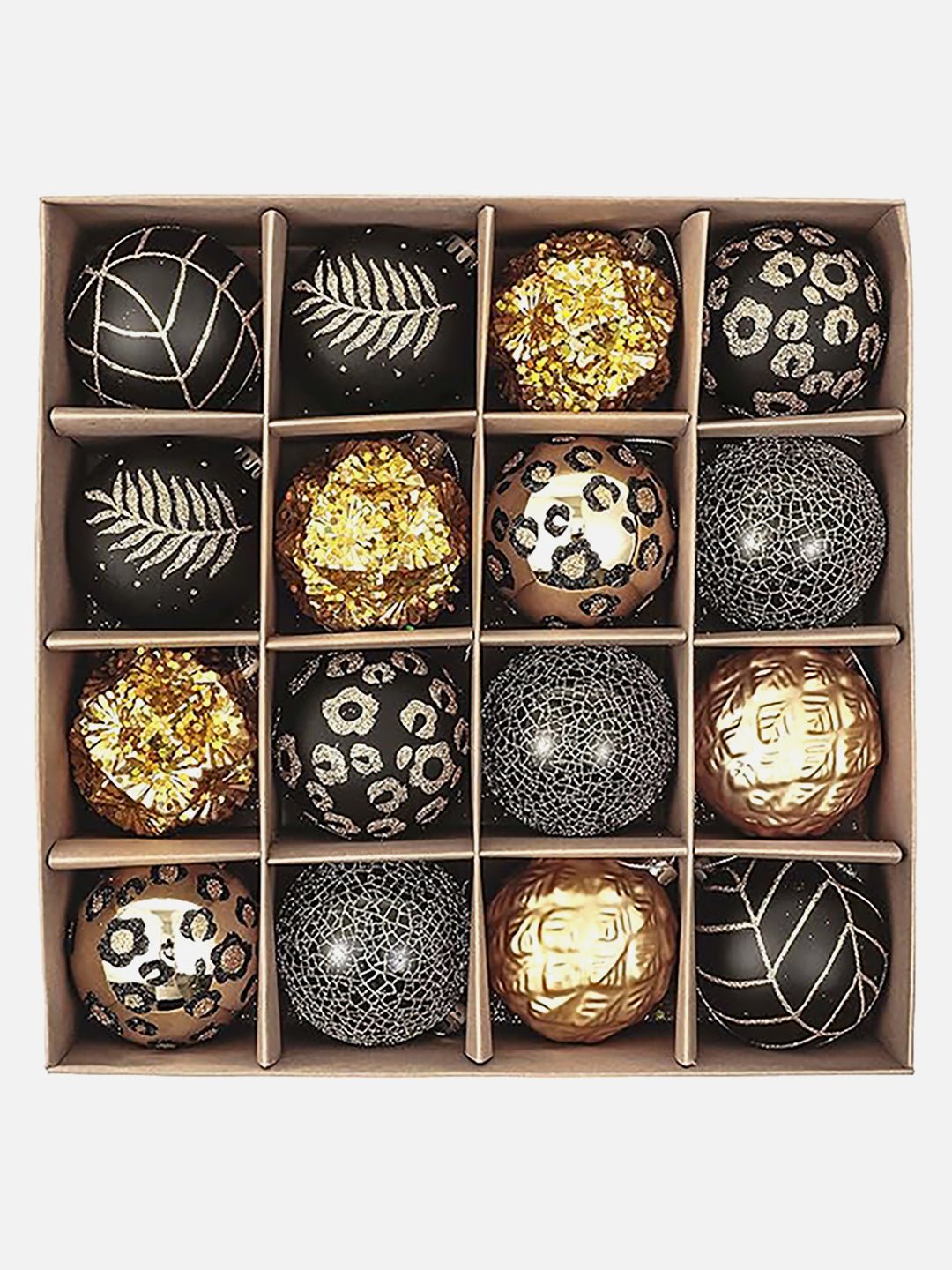 Little Surprise Box, 16 pcs Christmas Ball Tree ornaments XMAS Decoration Set - 16BKGD Christmas Decor