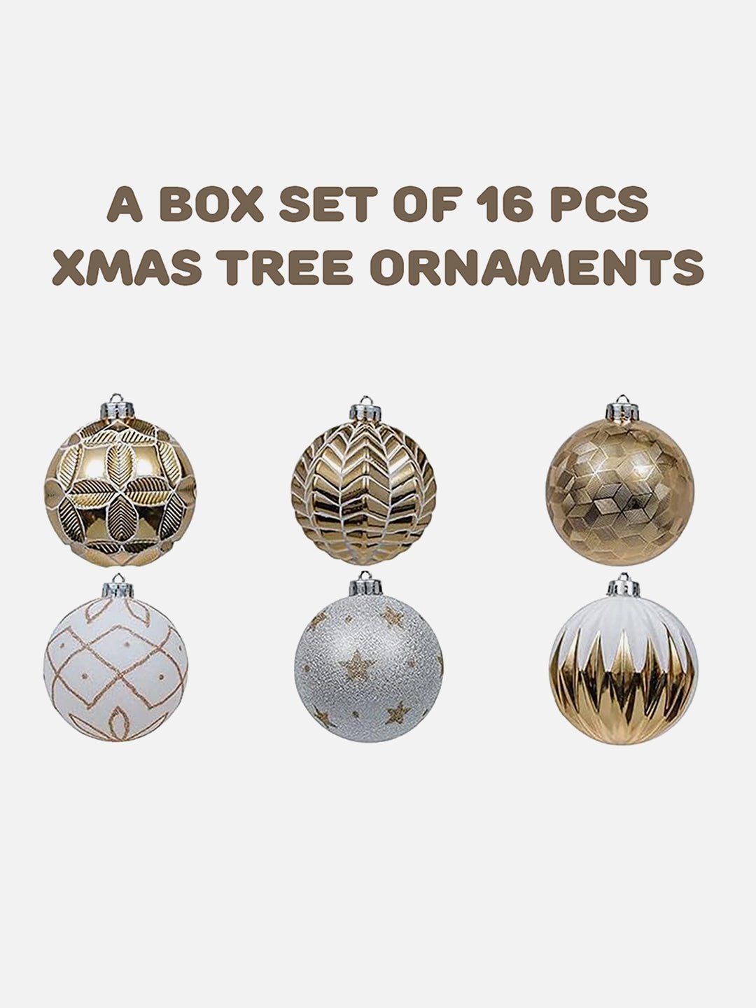 Little Surprise Box, 16 pcs Christmas Ball Tree ornaments XMAS Decoration Set - 16BKGD Christmas Decor