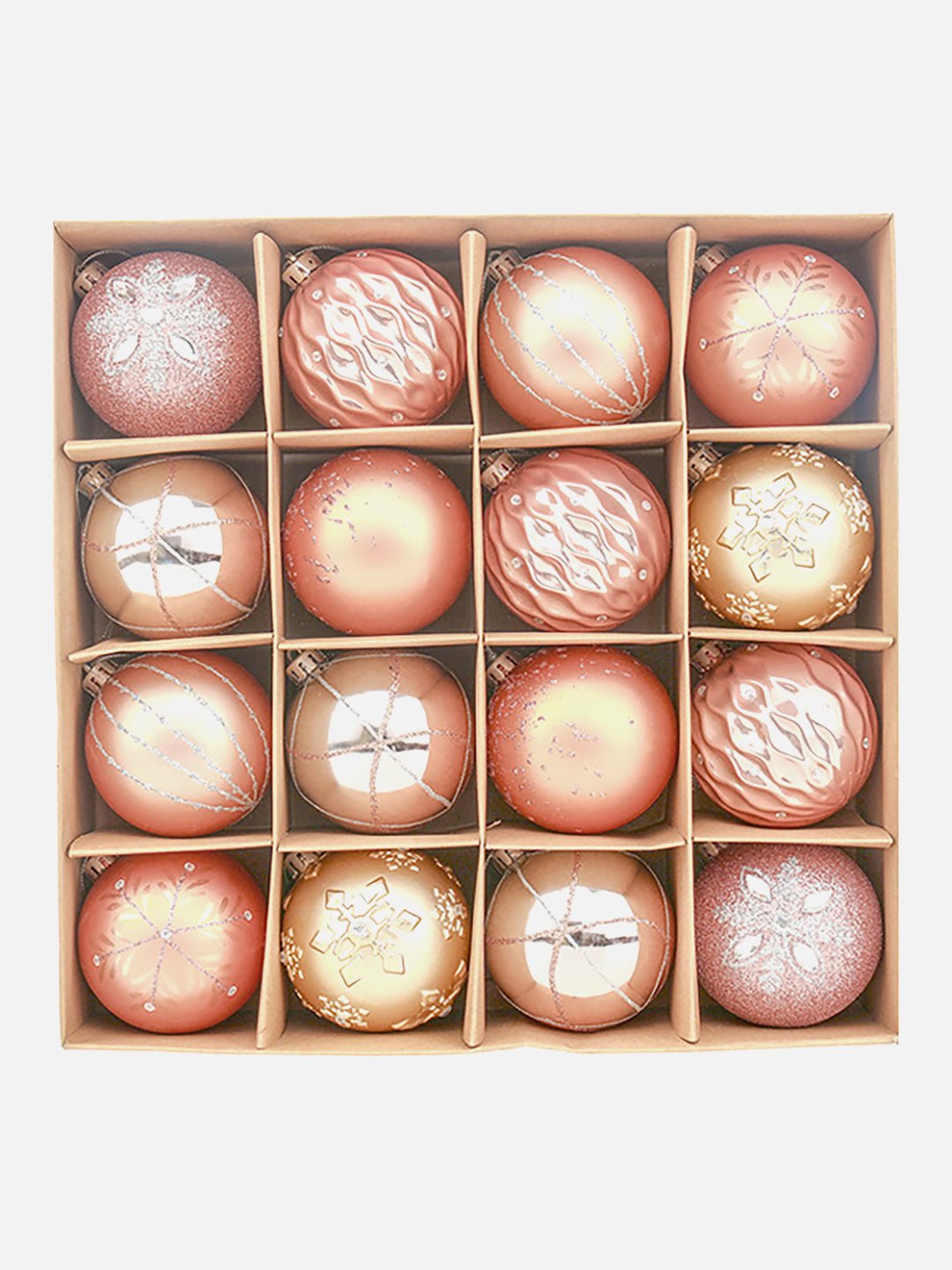 Little Surprise Box, 16 pcs Christmas Ball Tree ornaments XMAS Decoration Set - 16PEACH Christmas Decor