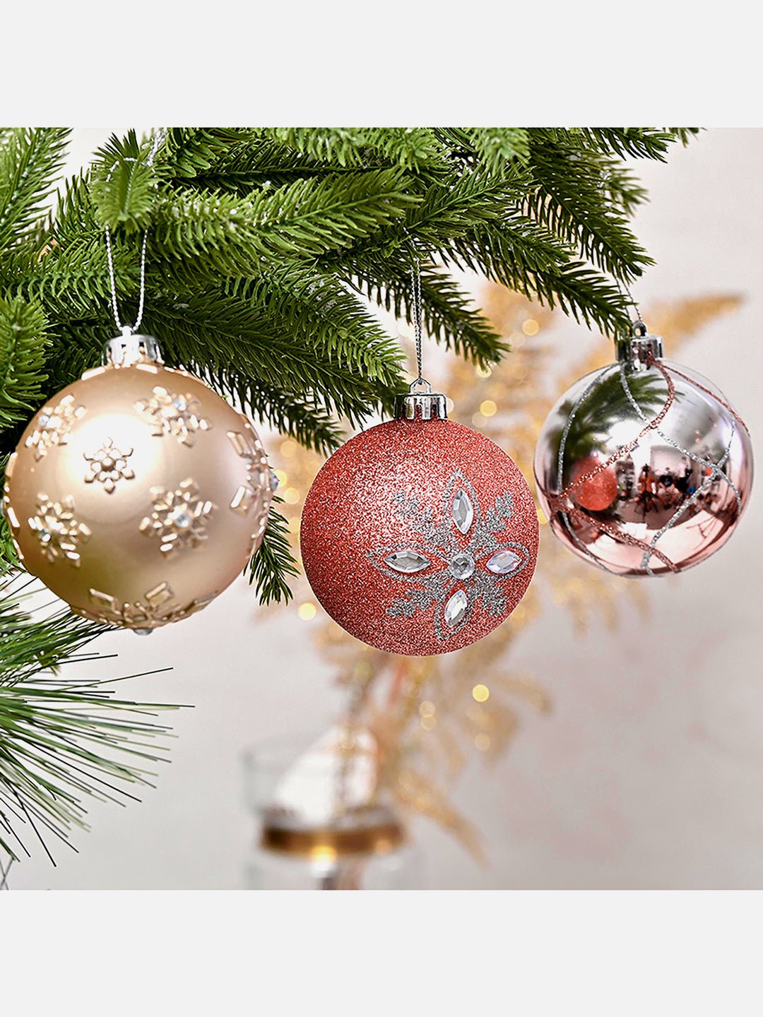 Little Surprise Box, 16 pcs Christmas Ball Tree ornaments XMAS Decoration Set - 16PEACH Christmas Decor