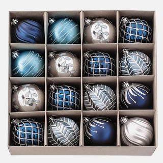 Little Surprise Box, 16 pcs Christmas Ball Tree ornaments XMAS Decoration Set - LSB - CMS - 16BLSIL - STRIPES - BALLS