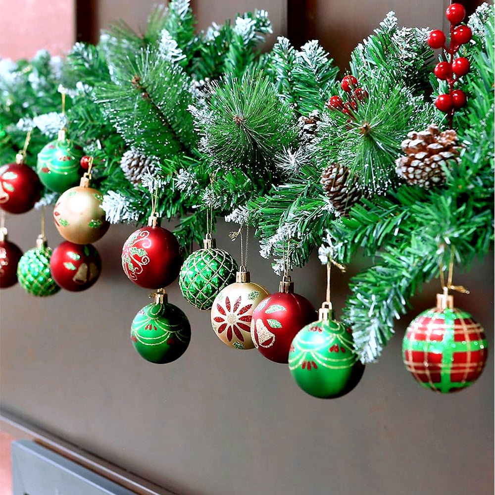 Little Surprise Box 16pcs Red Green Gold print Christmas Tree ornaments XMAS Tree decoration set - Christmas Decor