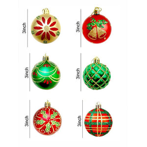 Little Surprise Box 16pcs Red Green Gold print Christmas Tree ornaments XMAS Tree decoration set - Christmas Decor