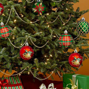 Little Surprise Box 16pcs Red Green Gold print Christmas Tree ornaments XMAS Tree decoration set - Christmas Decor