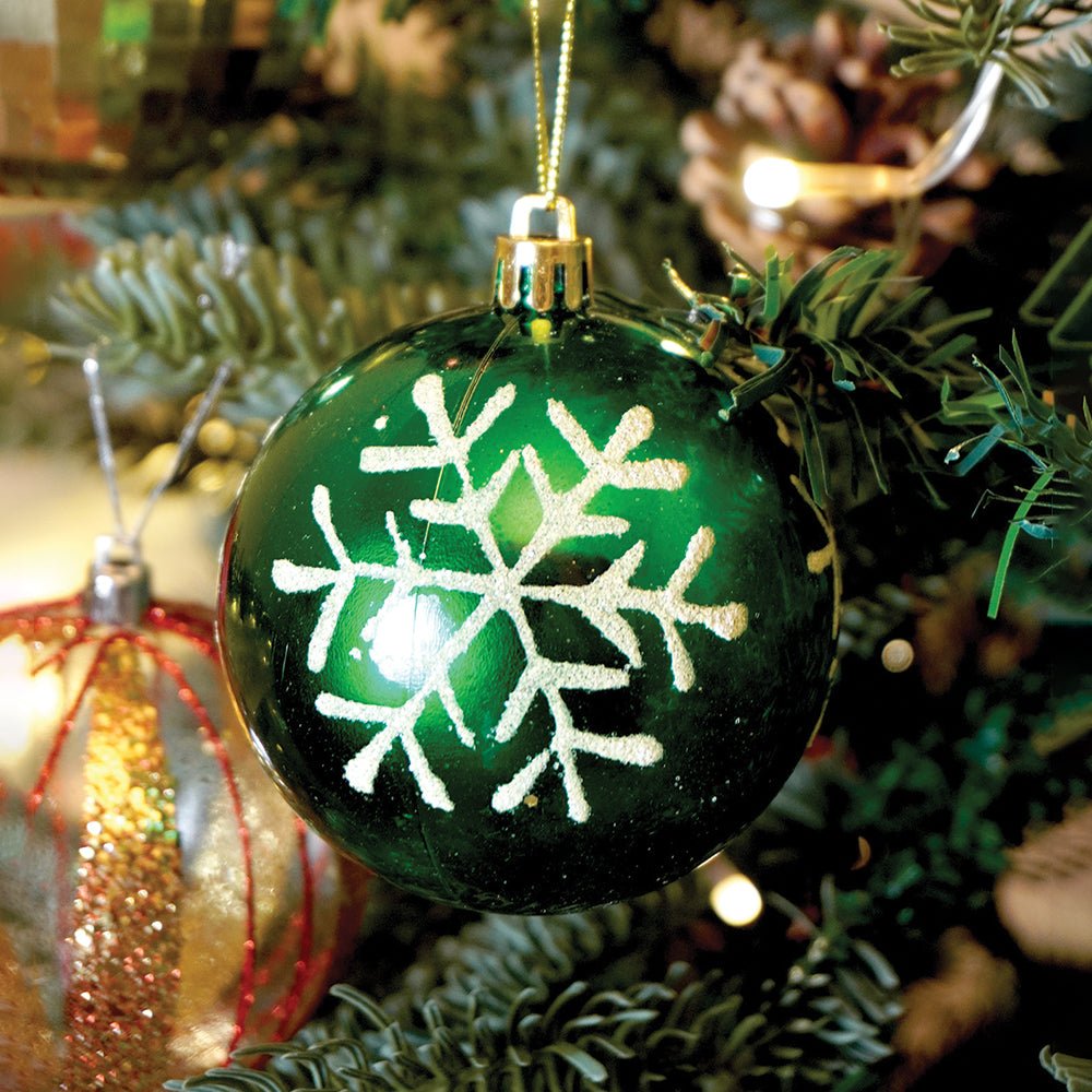 Little Surprise Box 16pcs Stripes & Snowfall Red & Green christmas Tree oranments XMAS Tree decoration set - Christmas Decor