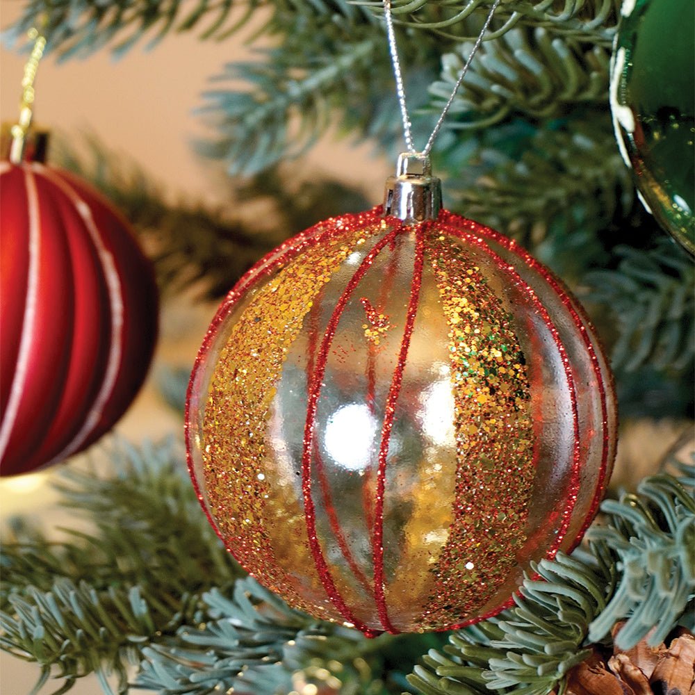 Little Surprise Box 16pcs Stripes & Snowfall Red & Green christmas Tree oranments XMAS Tree decoration set - Christmas Decor