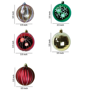 Little Surprise Box 16pcs Stripes & Snowfall Red & Green christmas Tree oranments XMAS Tree decoration set - Christmas Decor