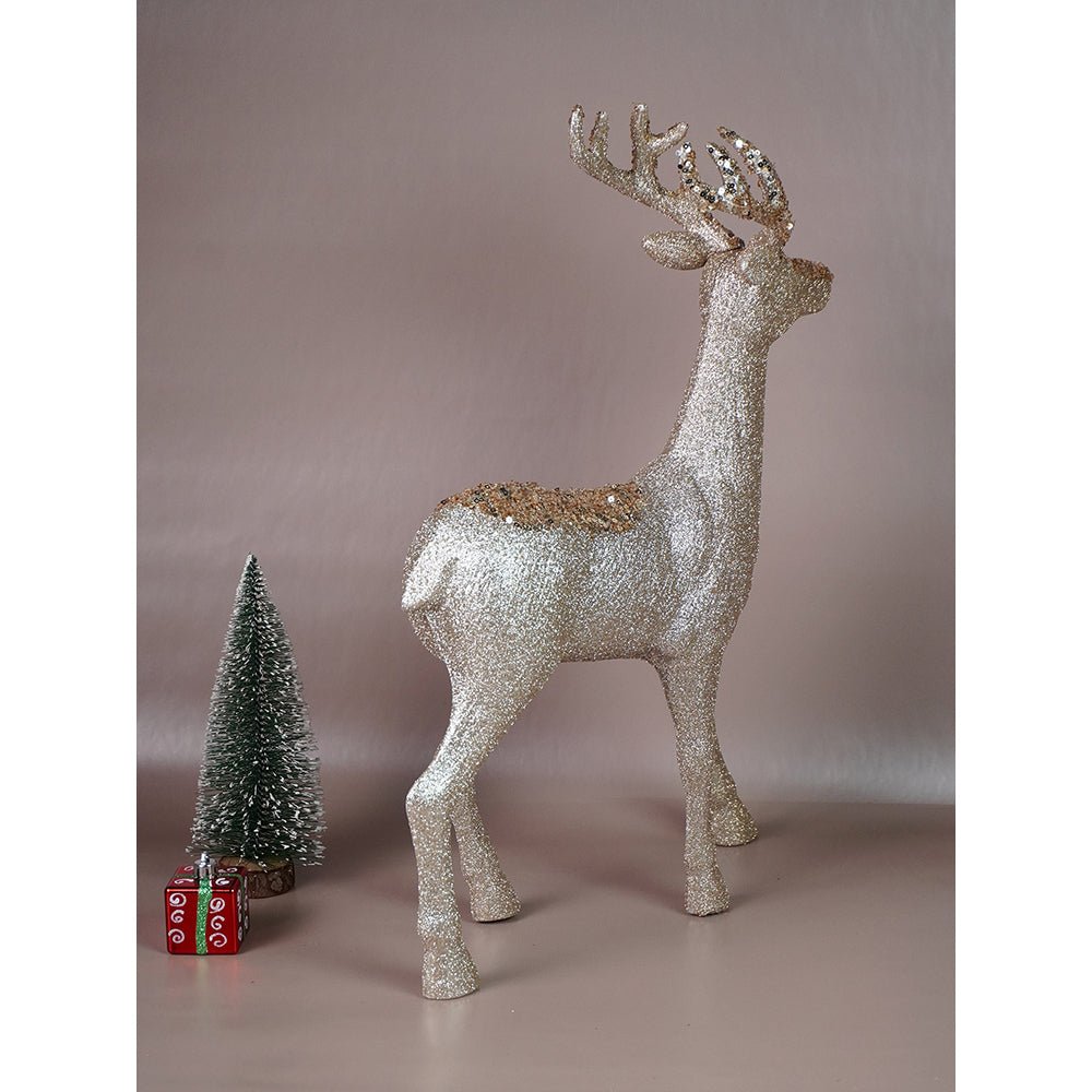 Little Surprise Box 18 inches & 15inches 2pcs Bronze sequence gold Reindeer Combo - Christmas Decor
