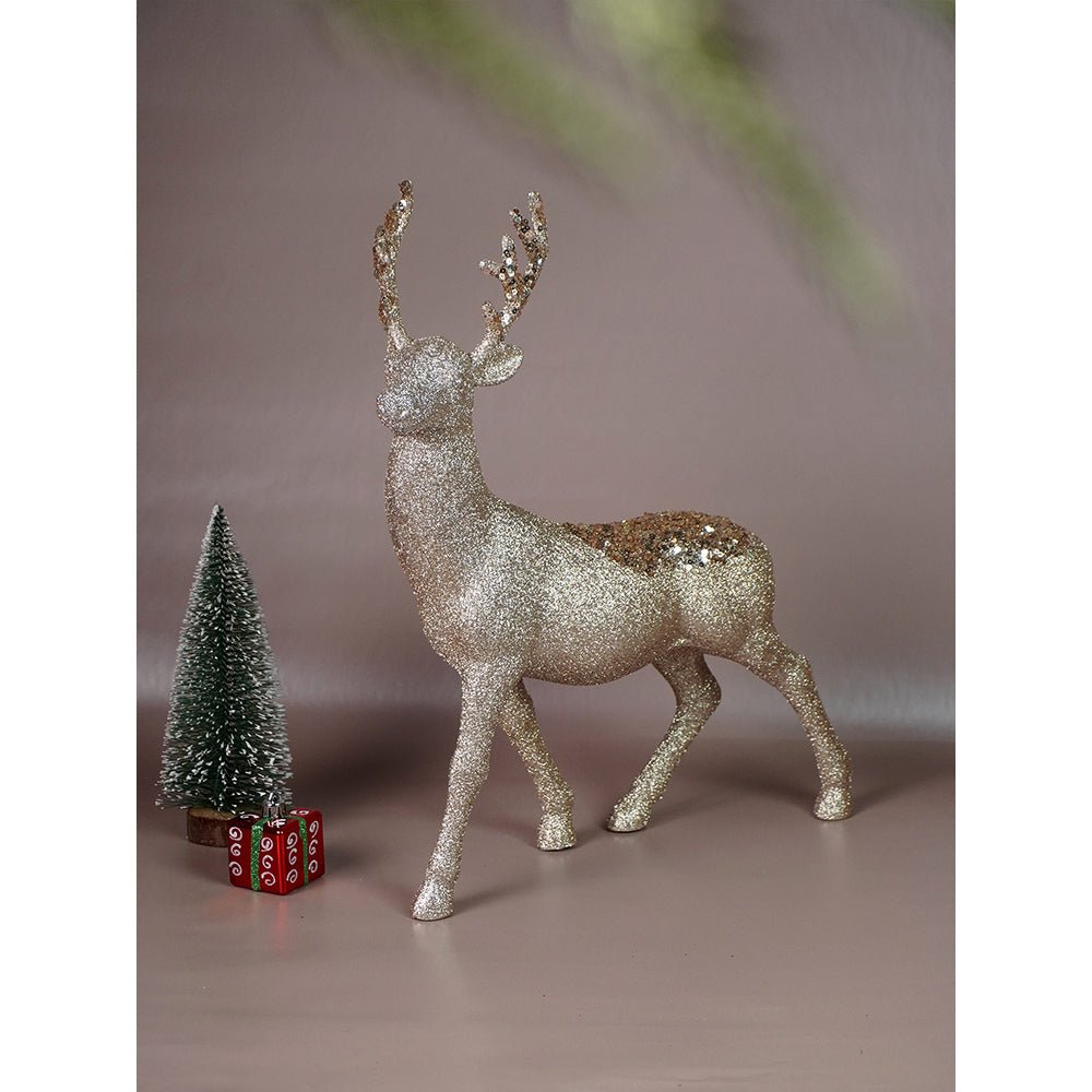 Little Surprise Box 18 inches & 15inches 2pcs Bronze sequence gold Reindeer Combo - Christmas Decor