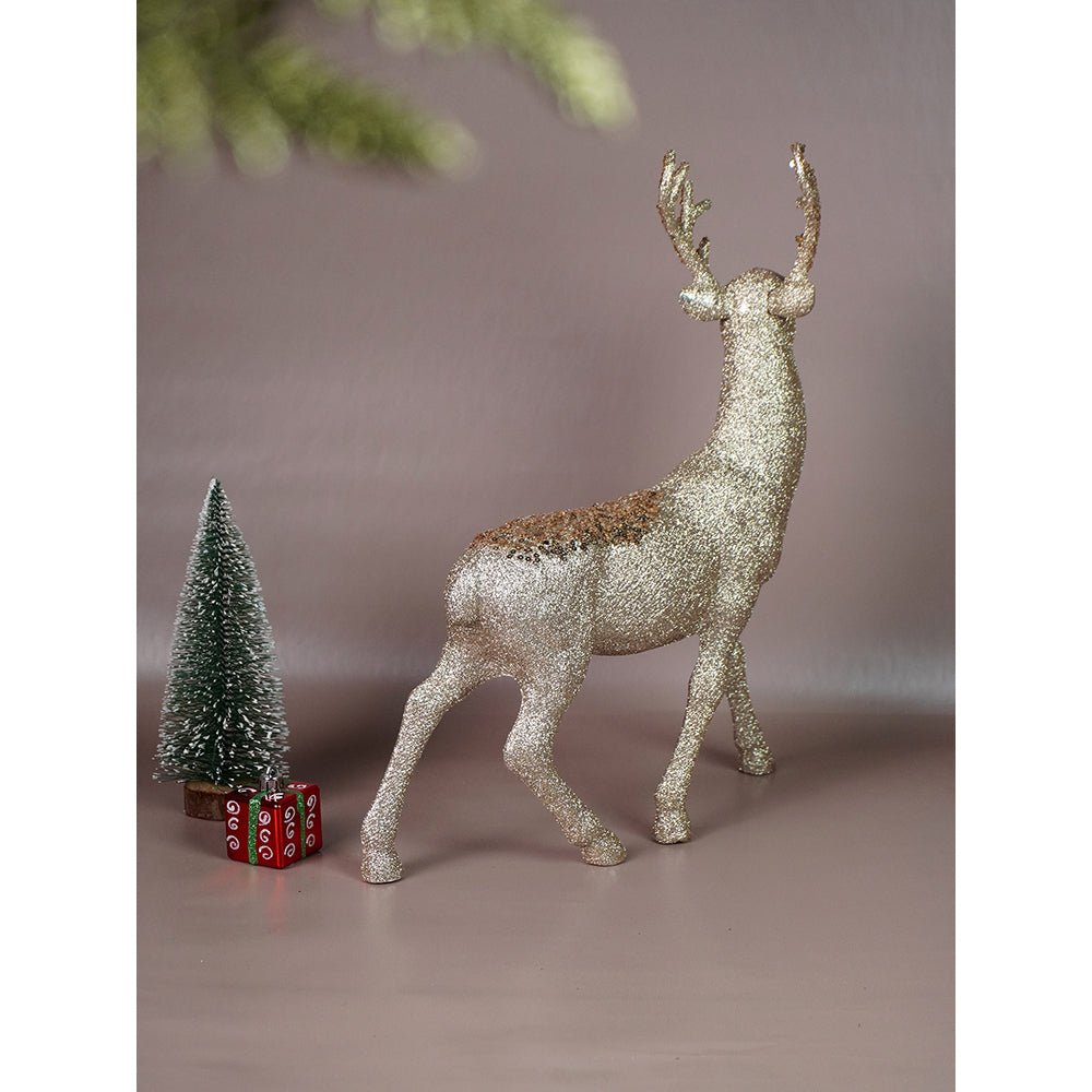Little Surprise Box 18 inches & 15inches 2pcs Bronze sequence gold Reindeer Combo - Christmas Decor