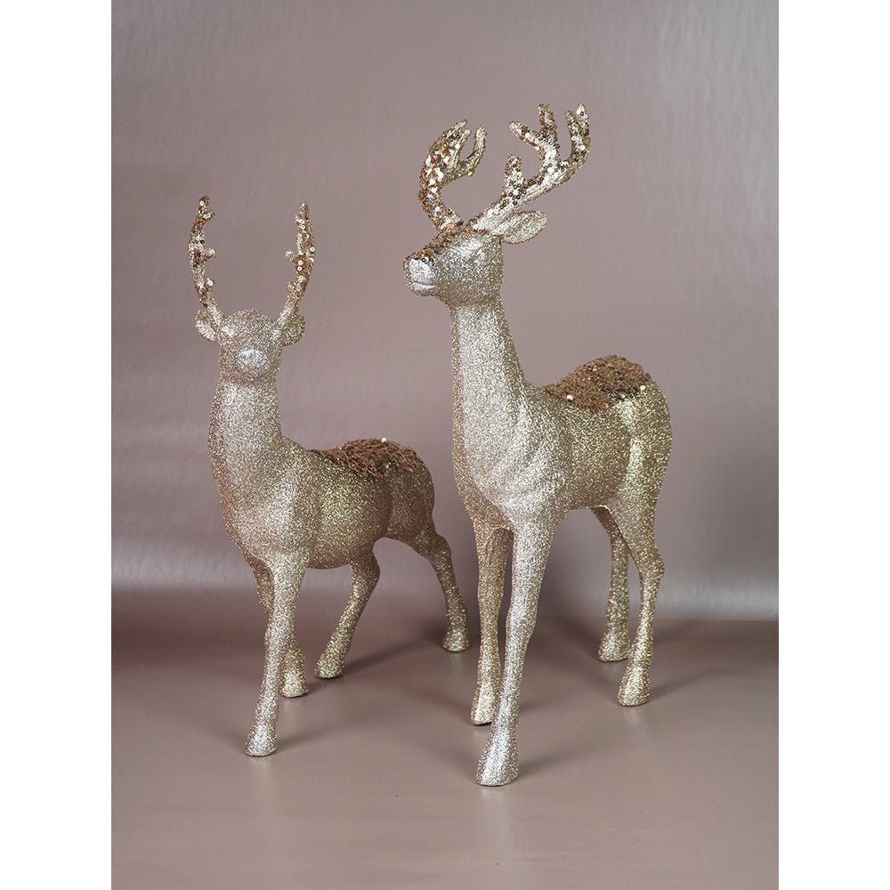 Little Surprise Box 18 inches & 15inches 2pcs Bronze sequence gold Reindeer Combo - Christmas Decor