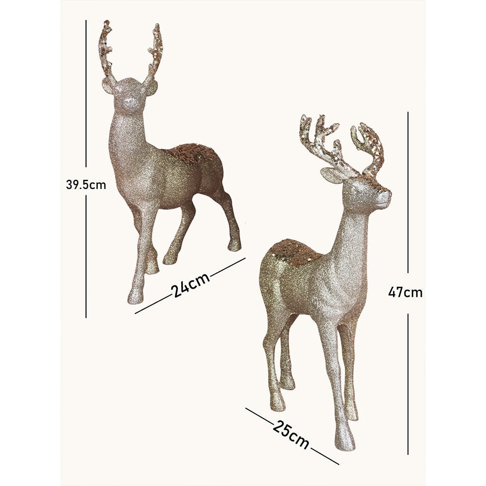 Little Surprise Box 18 inches & 15inches 2pcs Bronze sequence gold Reindeer Combo - Christmas Decor