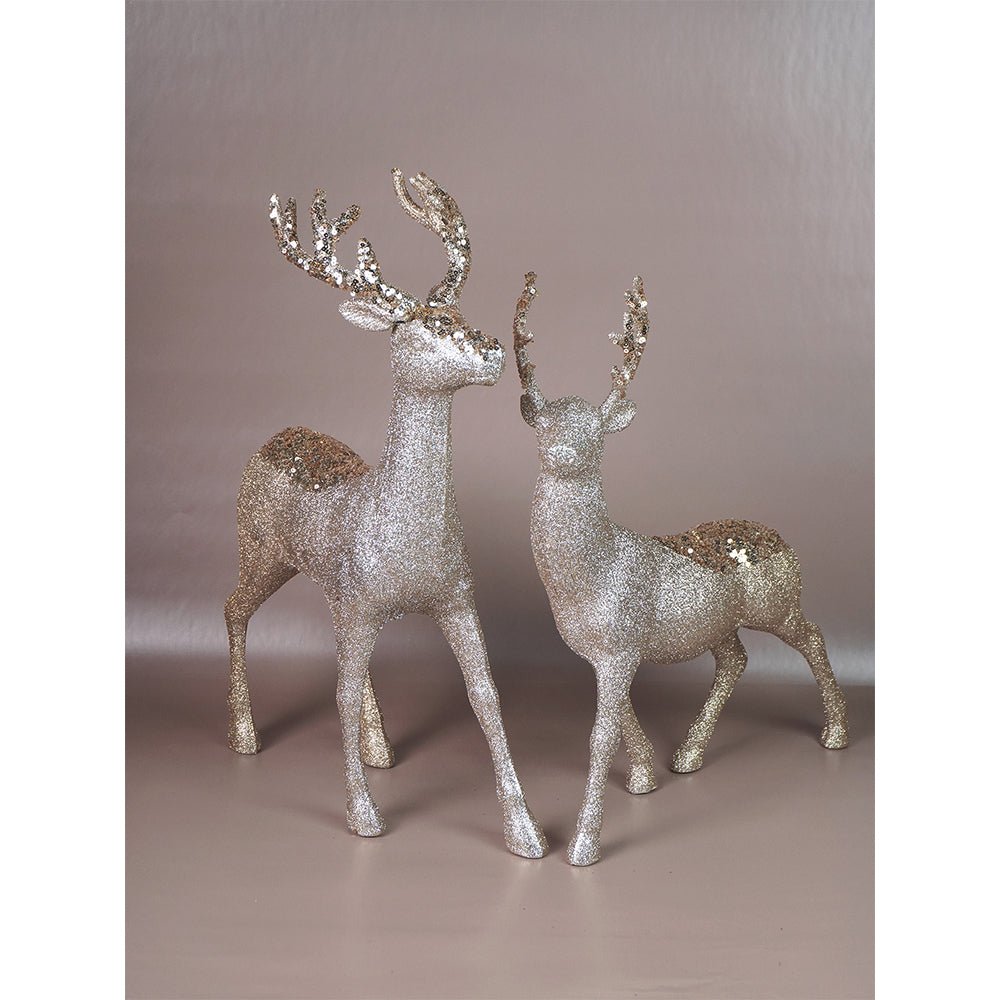 Little Surprise Box 18 inches & 15inches 2pcs Bronze sequence gold Reindeer Combo - Christmas Decor