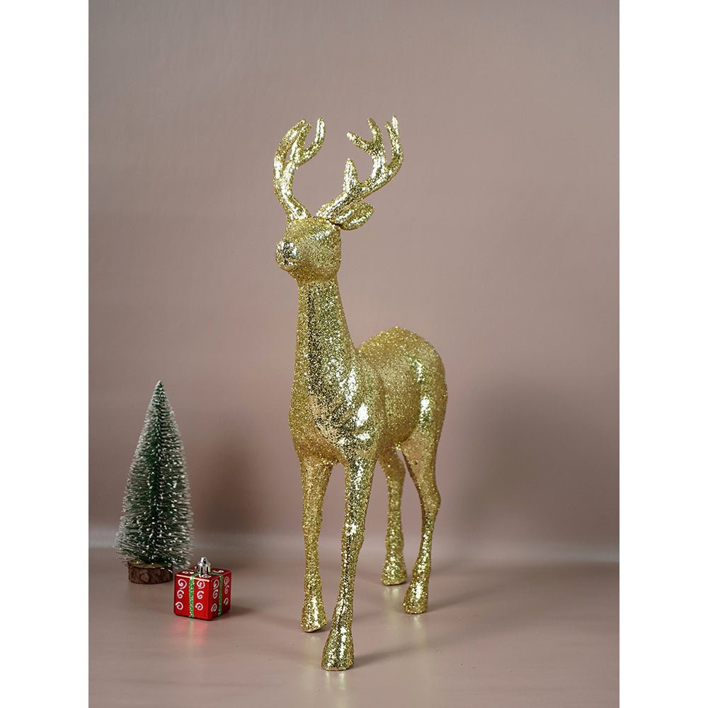 Little Surprise Box 18 inches & 15inches 2pcs Gold Reindeer Combo Christmas Décor - Christmas Decor