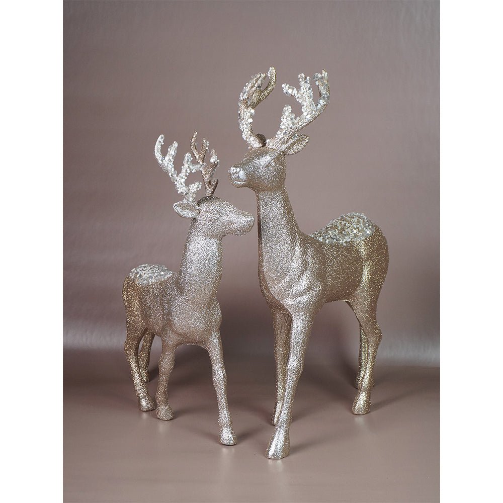 Little Surprise Box 18 inches & 15inches 2pcs White sequence gold Reindeer Combo - Christmas Decor