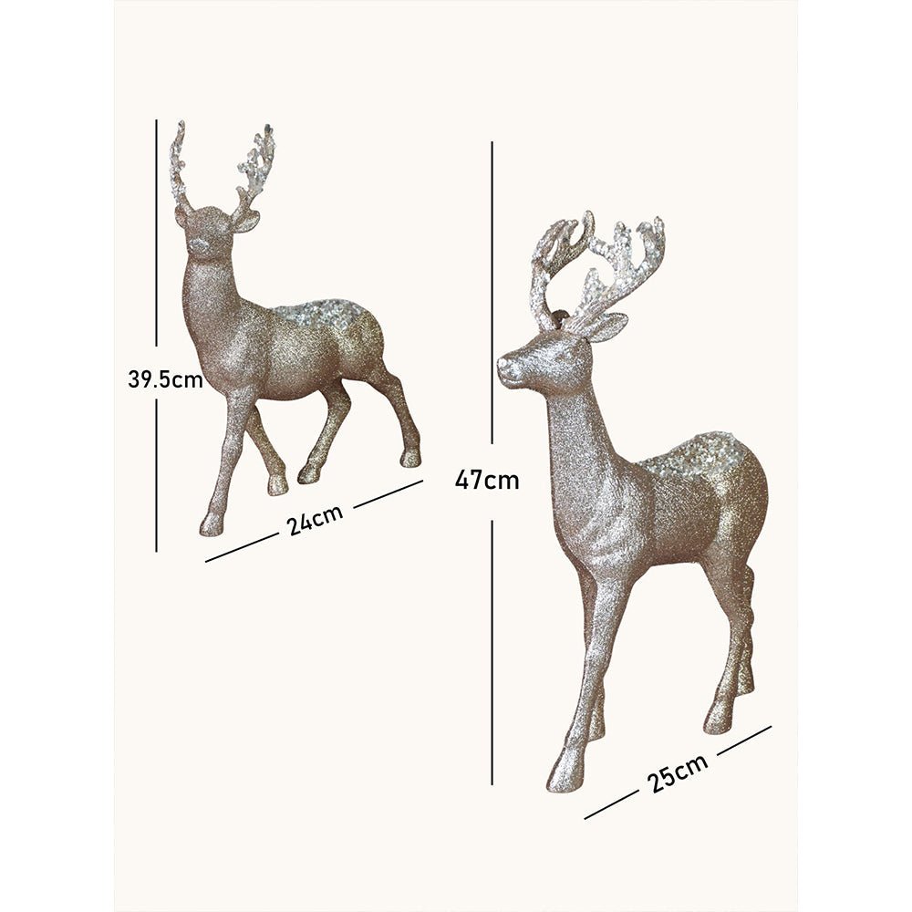 Little Surprise Box 18 inches & 15inches 2pcs White sequence gold Reindeer Combo - Christmas Decor
