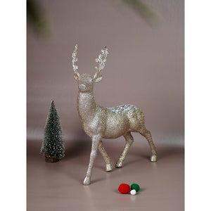 Little Surprise Box 18 inches & 15inches 2pcs White sequence gold Reindeer Combo - Christmas Decor