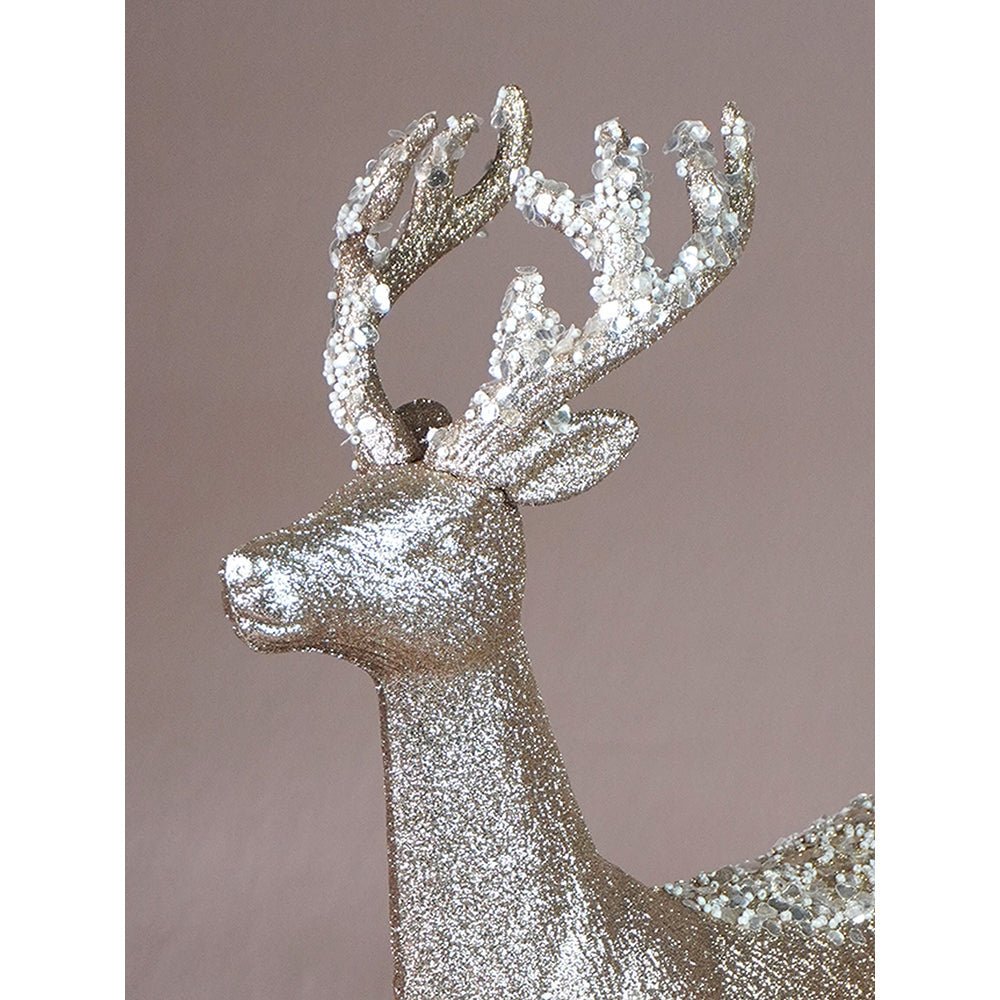 Little Surprise Box 18 inches & 15inches 2pcs White sequence gold Reindeer Combo - Christmas Decor