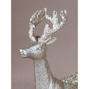 Little Surprise Box 18 inches & 15inches 2pcs White sequence gold Reindeer Combo - Christmas Decor