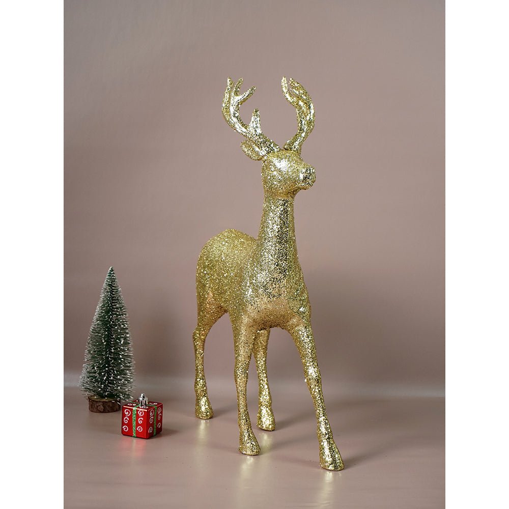 Little Surprise Box 18 inches Big Gold shimmer Reindeer Christmas Décor and Decoration - Christmas Decor