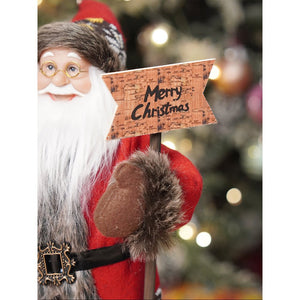 Little Surprise Box 18 inches Dark Maroon & Grey Wooden Signage Santa Christmas Home & Table Décor - Christmas Decor