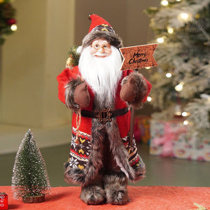 Little Surprise Box 18 inches Dark Maroon & Grey Wooden Signage Santa Christmas Home & Table Décor - Christmas Decor