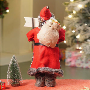 Little Surprise Box 18 inches Dark Maroon & Grey Wooden Signage Santa Christmas Home & Table Décor - Christmas Decor