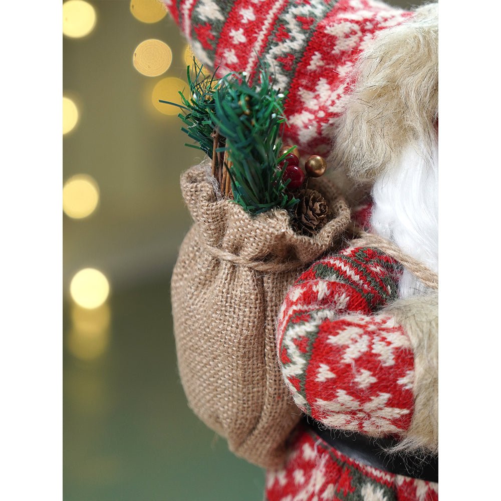 Little Surprise Box 18 inches Red & Olive Snowflakes Santa , Christmas Home and Table Décor - Christmas Decor